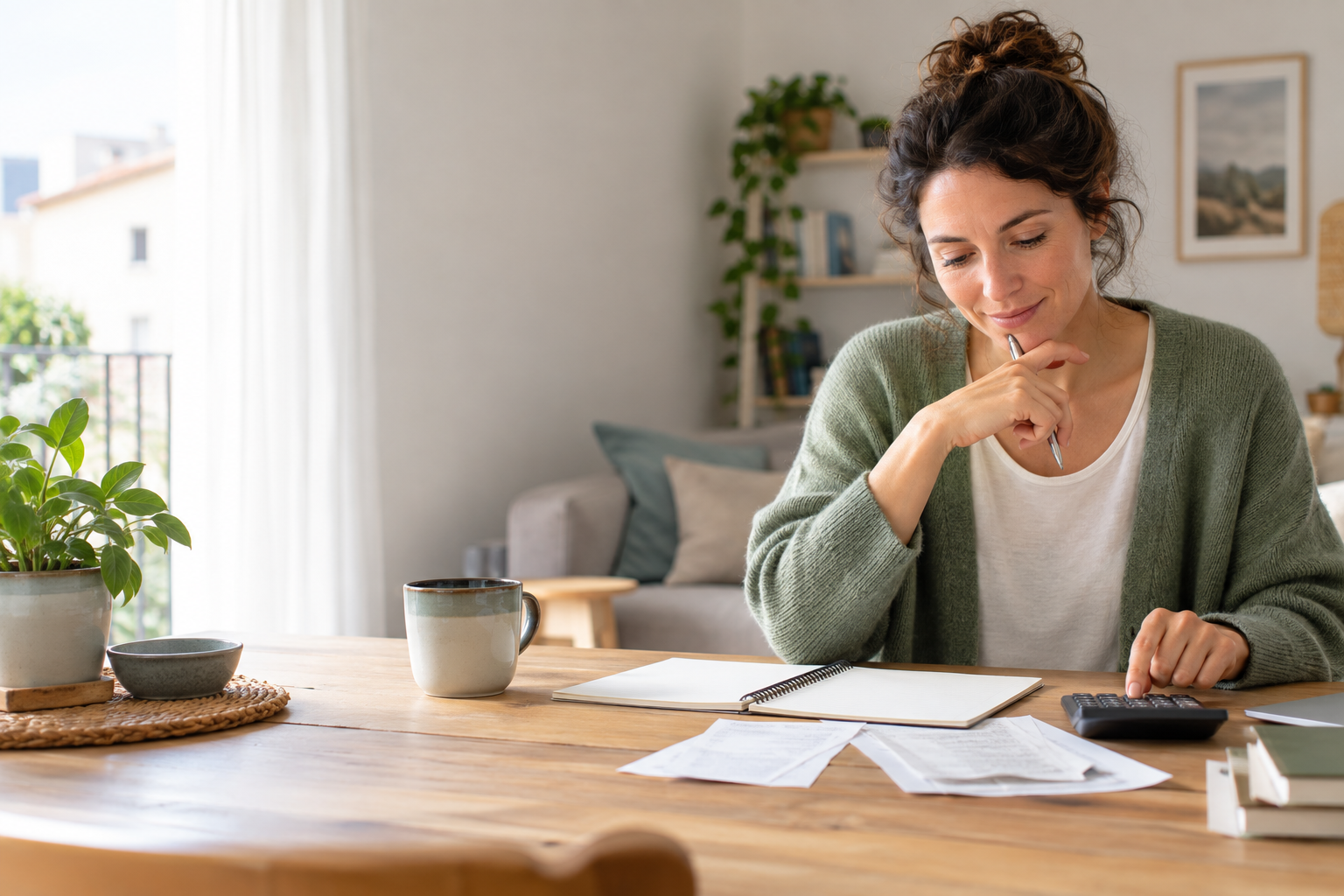 Une personne reprend calmement le contrôle de son budget mensuel