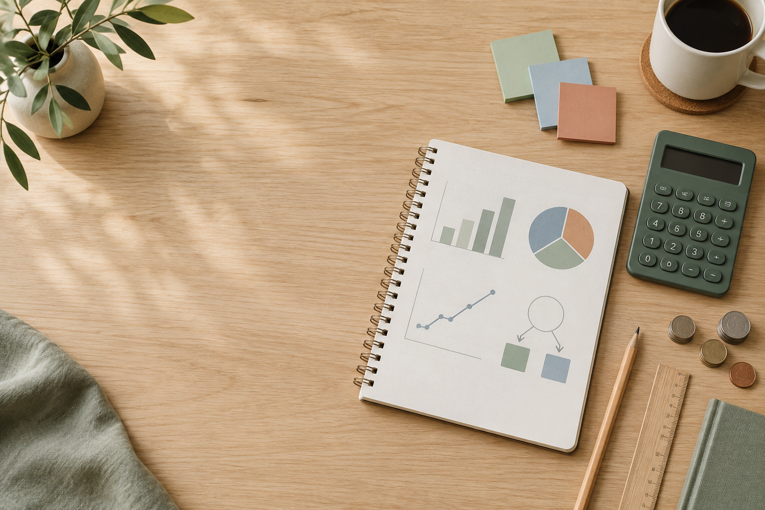 Un espace de travail organisé pour vérifier un calcul de budget